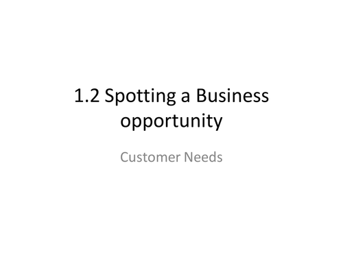Edexel Business  1.2 Customer needs