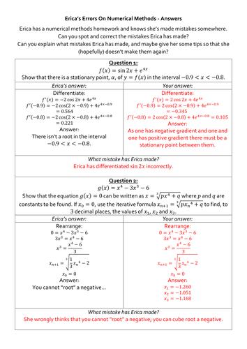 Erica's Errors On Numerical Methods