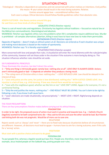 Situation Ethics | Teaching Resources