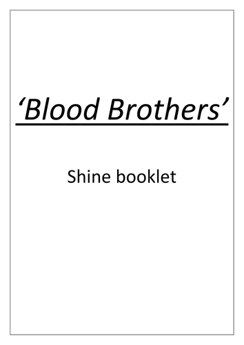 Blood Brothers academic non fiction booklet - GCSE Literature, Willy Russell