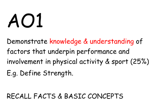 OCR A LEVEL PE 20 mark extended question help cards (new spec 2016+)