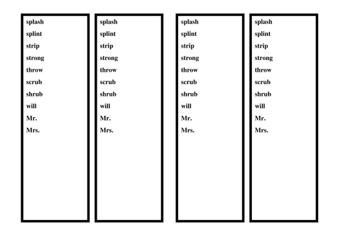 Year 1 Spelling Homework Lists to Support Phase 3 to 5