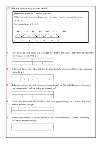 Differentiated division reasoning tasks