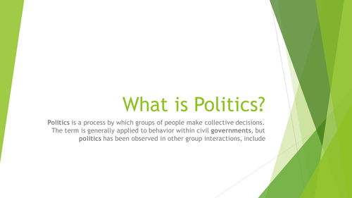 This resource explains the meaning of politics and its importance ...