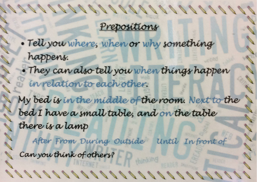 Prepositions Poster