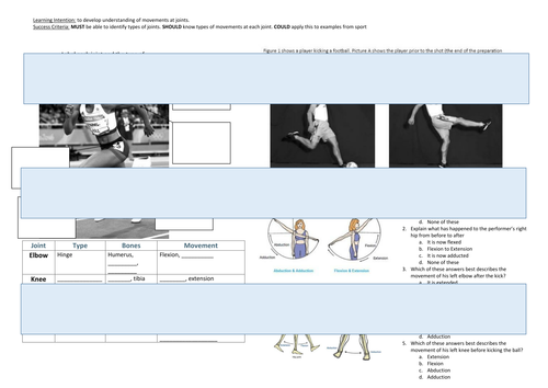 OCR GCSE PE- Types of Movement EASY and HARD