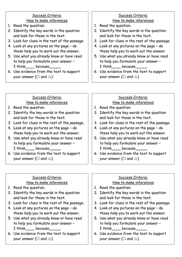 Success Criteria - How to make inferences