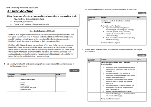 NEW Unit 2: Working in Health and Social Care L3 Revision Activities