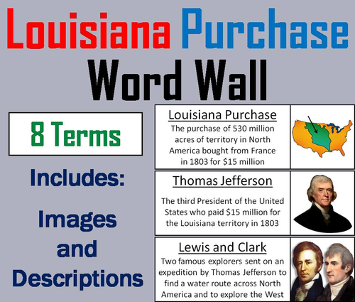 Louisiana Purchase Word Wall Cards