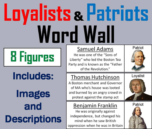 Loyalists and Patriots Word Wall Cards