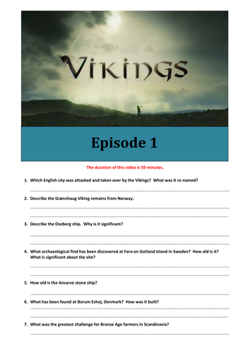 BBC Vikings documentary worksheet