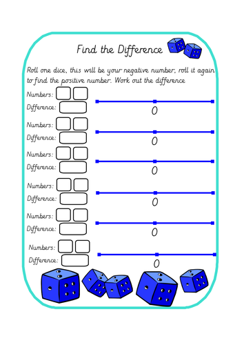 Negative Numbers Finding the Difference Whole Lesson Pack