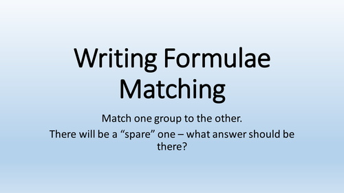 Writing Formulae Matching