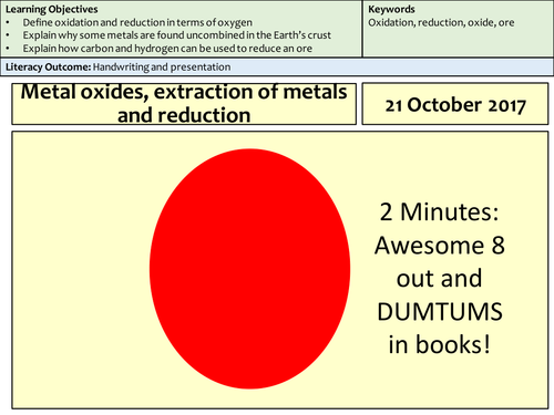GCSE Chemistry metal oxides, extraction of metals and reduction