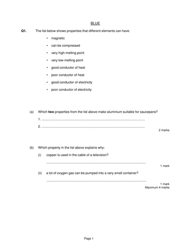 Chemistry Revision - Introduction to Chemistry (Y8)