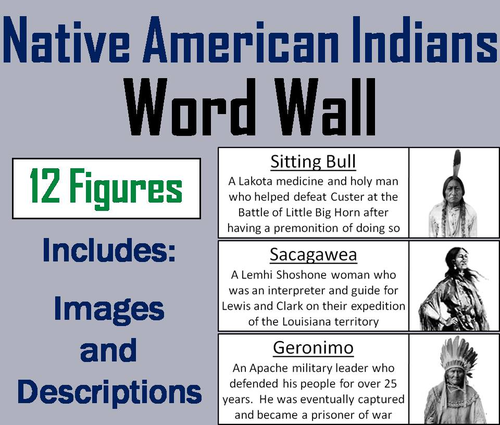 Native American Indians Word Wall Cards