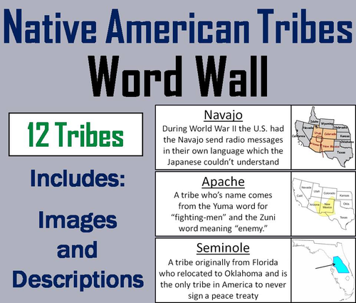 Native American Tribes Word Wall Cards