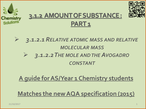 AQA AS/Year 1 Chemistry Amount of Substance 1