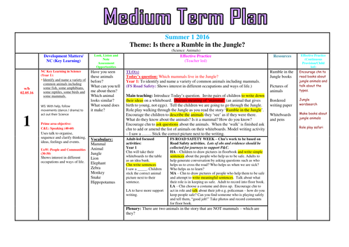 Reception/ Year 1 Animals Science topic plan