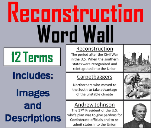 Reconstruction Word Wall Cards