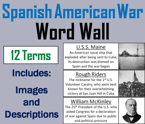 Spanish American War Word Wall Cards