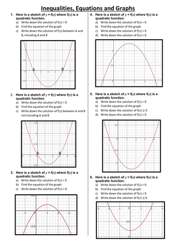 Inequalities Equations and graphs with answers | Teaching Resources