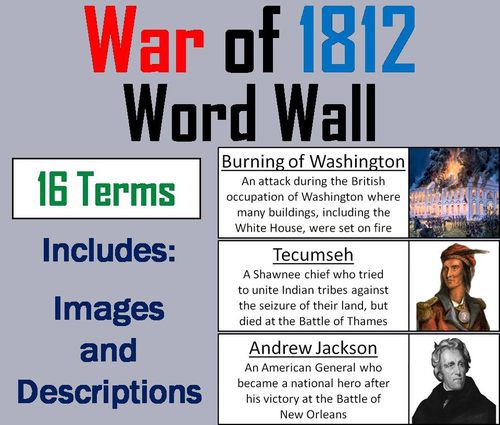 War of 1812 Word Wall Cards