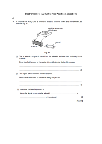 CIE Electromagnets Practice (Past Paper) Questions