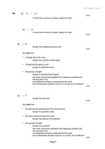 KS3 forces assessment and revision - exam questions
