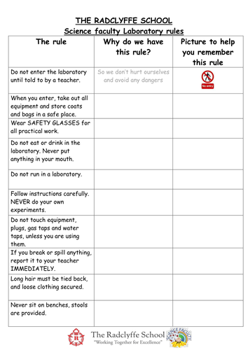 Science Safety Rules Worksheet - Online Connections Science And