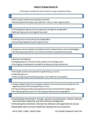 Kotter's 8 Step Model Starters x 2