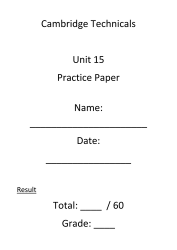 CTEC Unit 15 Change Management Exam Paper