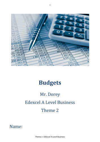 Budgets Student Workbook & Answers