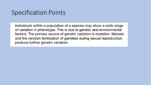 AQA Biology A Level - variation in phenotype