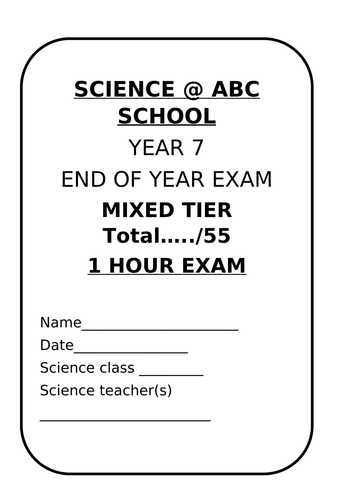 KS3 EXPLORING SCIENCE END OF YEAR TESTS YEAR 7, 8 AND 9 WITH MARK SCHEMES