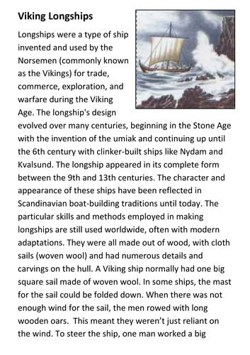 Viking Longships Handout