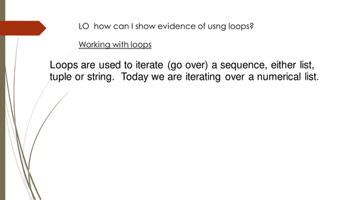 Three Python FOR loop lessons