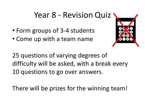 Year 8 Revision Quiz (End of half term 1)