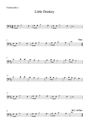 Little Donkey for Beginner String Ensemble
