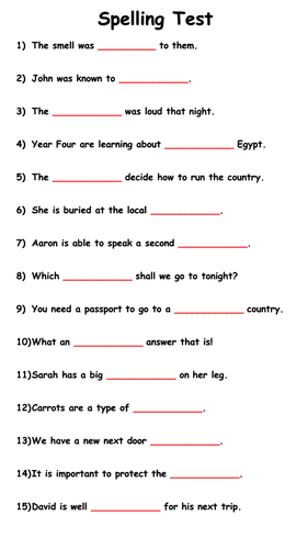 Year 5/6 Spelling Test