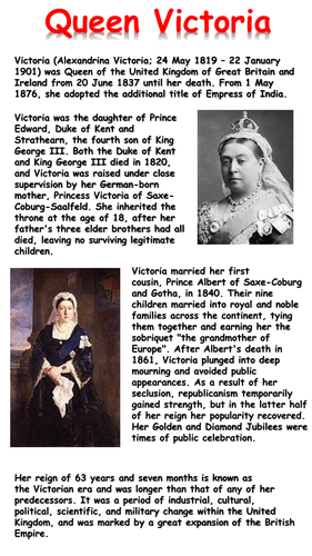 Queen Victoria Reading Comprehension Sample