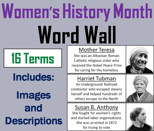 Women's History Month Word Wall Cards