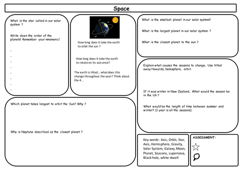 A3 Space revision sheets for KS3 (New GCSE)