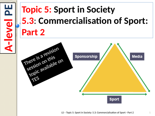 A-Level PE EDEXCEL (spec 2016) 5.3. Commercialisation of Sport: Part 2