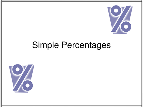 Simple percentages - 10%, 20%, etc. With exercises and worksheets