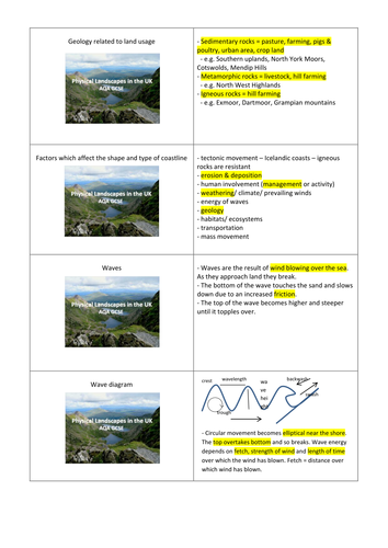 UK physical landscapes revision resource