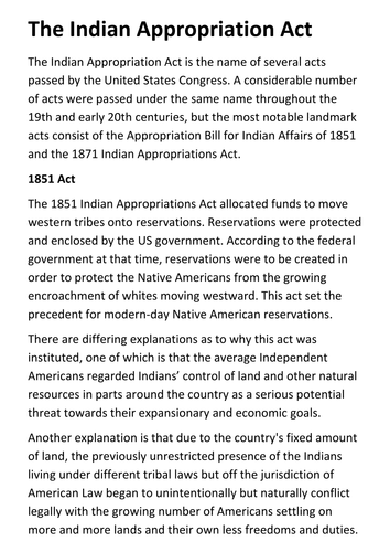 The Indian Appropriation Act