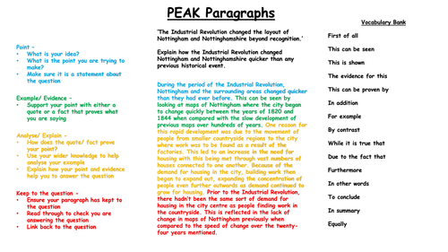 PEAK Paragraphs (Aiding writing)