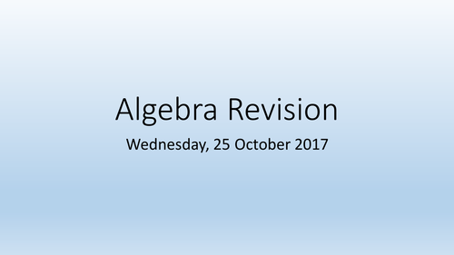 GCSE Higher level Algebra Revision