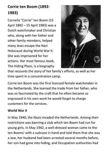 Corrie Ten Boom Handout